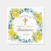 Bautismo de Niña Bonita Cruz Floral Amarillo Servet (Voorkant)