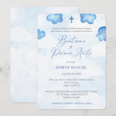 Bautismo Primer Cumple, Boy Baptism 1st Birthday Kaart (Voorkant / Achterkant)