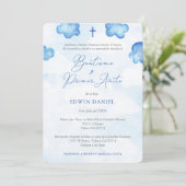 Bautismo Primer Cumple, Boy Baptism 1st Birthday Kaart (Staand voorkant)