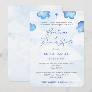 Bautismo Primer Cumple, Boy Baptism 1st Birthday Kaart