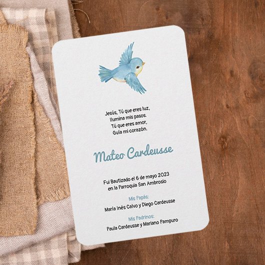 Bautismo y bautizo estampa aankondiging