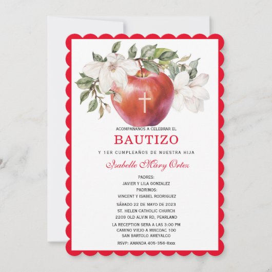 Bautismo y Primer Cumpleaños de Manzan Uitnodiging (Voorkant)