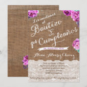 Bautizo 1er Cumpleaños, Spaanse uitnodiging Castel (Voorkant / Achterkant)