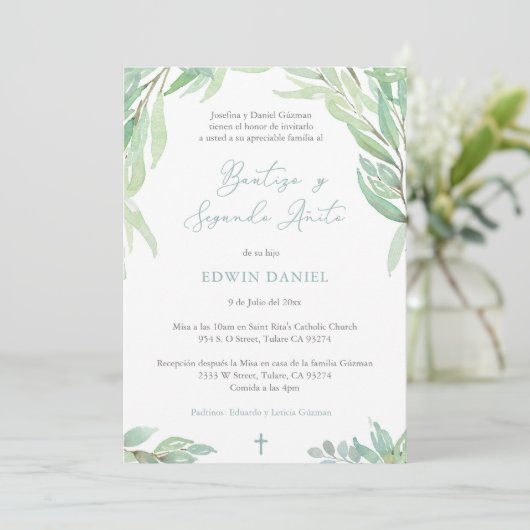 Bautizo 2do Año, Boy Baptism 2e verjaardag Spaans Kaart (Staand voorkant)