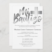 Bautizo Baptisme Spaans Taal Faux SILVER Kaart (Voorkant / Achterkant)