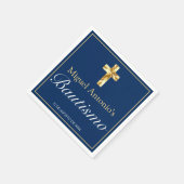 Bautizo Bebé Niño Cruz Azul Marino Oro Servet (Hoek)