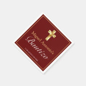 Bautizo Bebé Niño Cruz Borgoña Oro Servet (Hoek)