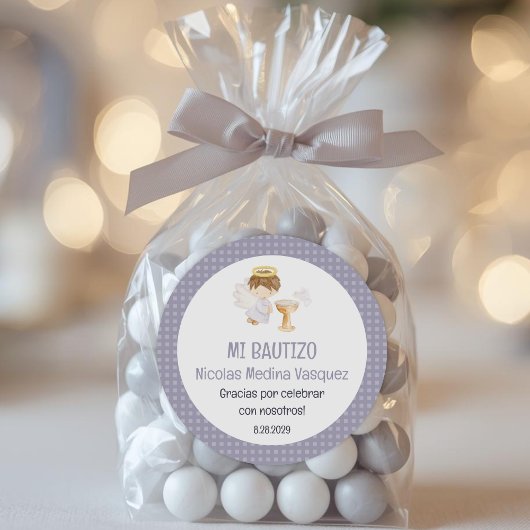 Bautizo Boy Angel Schattigee doop doopgunsten Ronde Sticker