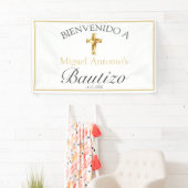 Bautizo de Bebé Blanco Clásico Dorado Bienvenido Spandoek (Insitu)
