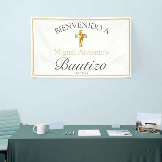 Bautizo de Bebé Blanco Clásico Dorado Bienvenido Spandoek (Beurs)