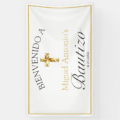 Bautizo de Bebé Blanco Clásico Dorado Bienvenido Spandoek (Verticaal)