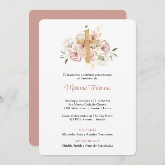 Bautizo Estampita Estampa Marcador Bautismo Aankondiging (Voorkant / Achterkant)