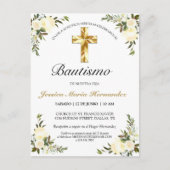 Bautizo floral elegante del marfil del bebe briefkaart (Voorkant)