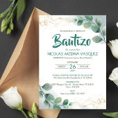 Bautizo groene uitnodiging verlaat religieuze doop