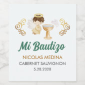 Bautizo in het Spaans  Jongen Engel Doop Wijn Etiket (Enkel label)