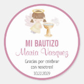 Bautizo in het Spaans Schattige doopfeest gunsten Ronde Sticker (Voorkant)