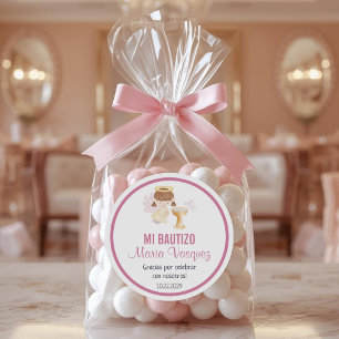 Bautizo in het Spaans Schattige doopfeest gunsten Ronde Sticker