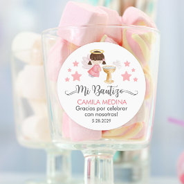 Bautizo in het Spaans Schattige doopfeest gunsten Ronde Sticker