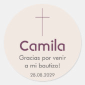 Bautizo in Spaanse doop doopgunsten Ronde Sticker (Voorkant)