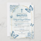 Bautizo Invitacion Elegante Vlinders Doop Kaart (Voorkant)