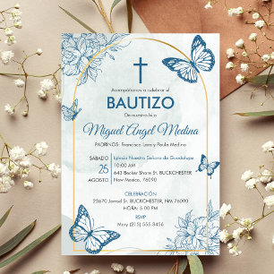 Bautizo Invitacion Elegante Vlinders Doop Kaart