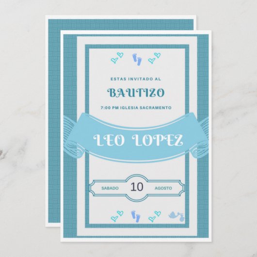 Bautizo Invitacion niño Kaart (Voorkant / Achterkant)