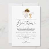 Bautizo Invitacion Schattige BOY Angel Eenvoudige Kaart (Voorkant)