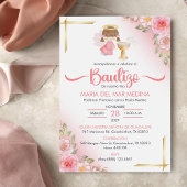Bautizo Invitacion Schattige Flowers Meisje Engel  Kaart