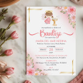 Bautizo Invitacion Schattige Flowers Meisje Engel  Kaart