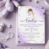 Bautizo Invitacion Schattige Meisje Engel Bloemen  Kaart