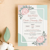 Bautizo Invitacion Schattige Rozen Bloemen Doop Kaart