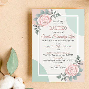 Bautizo Invitacion Schattige Rozen Bloemen Doop Kaart