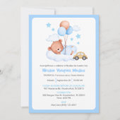 Bautizo Invitacion Schattige Teddy Bear Boys Doop Kaart (Voorkant)