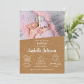 Bautizo Invitacion Schattigee foto Elegant Meisje  Kaart (Staand voorkant)