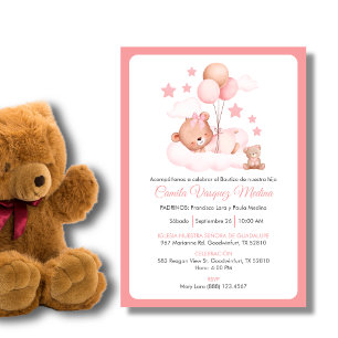 Bautizo Invitacion Schattigee Teddybeer Meisjes Do Kaart
