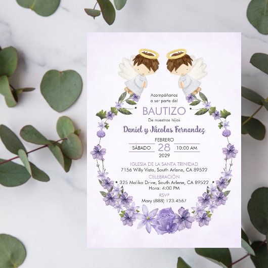 Bautizo Invitacion Twin Boys Schattige Angels Doop Kaart