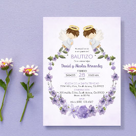 Bautizo Invitacion Twin Boys Schattige Angels Doop Kaart