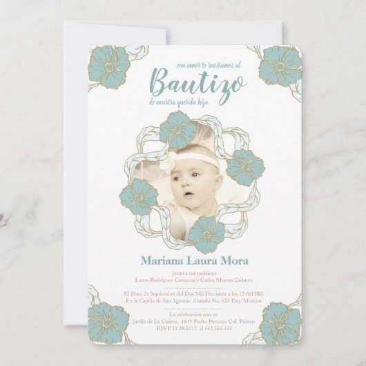Bautizo Invitation, Unisex en Español Kaart (Voorkant)