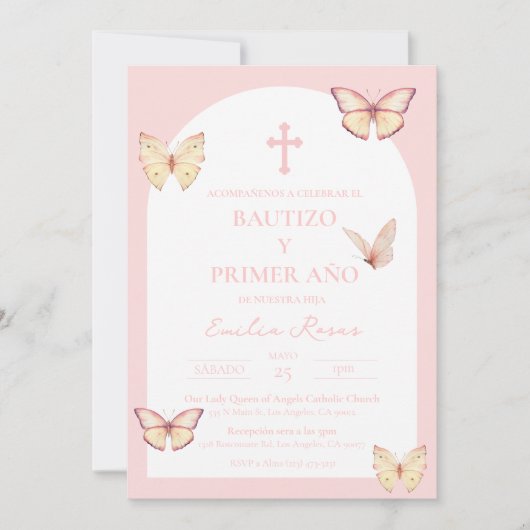 Bautizo Mariposa Invitación Baptism Uitnodiging (Voorkant)