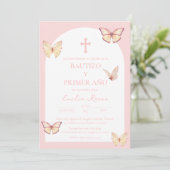 Bautizo Mariposa Invitación Baptism Uitnodiging (Staand voorkant)