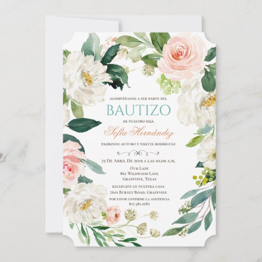 Bautizo Niña Invitacione de bautizo Niña Doop Kaart (Voorkant)