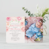 Bautizo Niña Invitacione de bautizo Niña Doop Kaart (Staand voorkant)