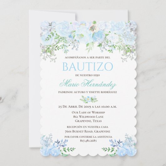 Bautizo Niño Invitacione De bautizo Niño Baptisme Kaart (Voorkant)