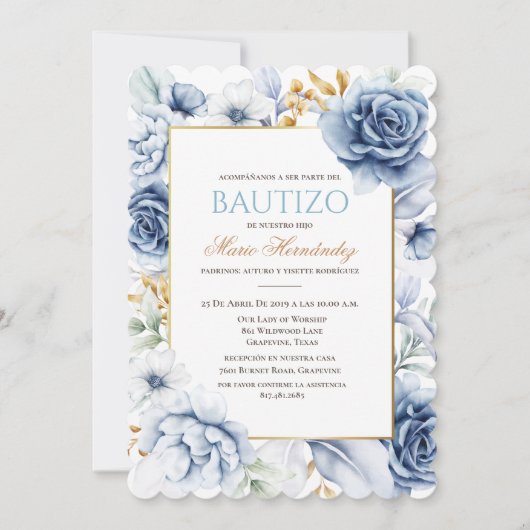 Bautizo Niño Invitacione De bautizo Niño Baptisme Kaart (Voorkant)