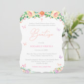 Bautizo para nena, Spaans Baptism Party Butterfly Kaart (Staand voorkant)