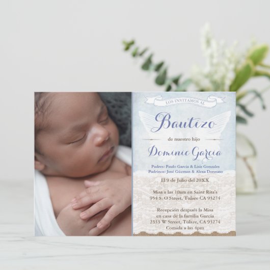 Bautizo PhotoCards in Spaans, Boy Latino Baptism Kaart (Staand voorkant)