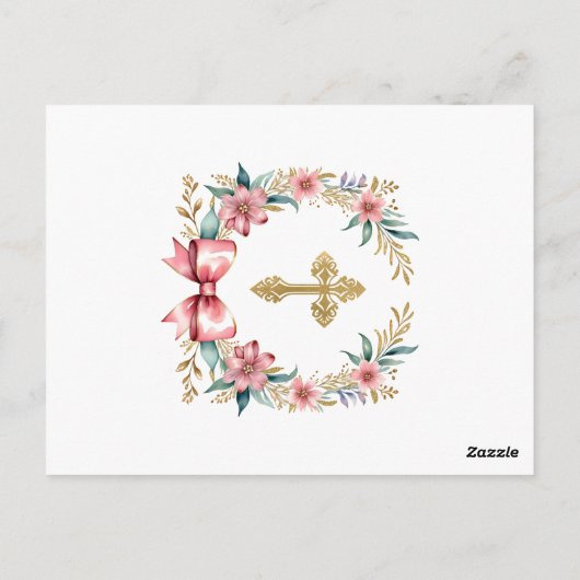 Bautizo Roze & Goud Spaans Bedankt Briefkaart (Achterkant)