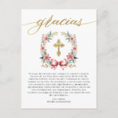Bautizo Roze & Goud Spaans Bedankt Briefkaart (Voorkant)