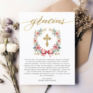 Bautizo Roze & Goud Spaans Bedankt Briefkaart