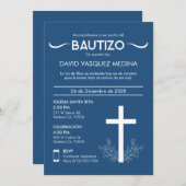 Bautizo Schattige Baby Doop Spaans Kruis en blader Kaart (Voorkant / Achterkant)